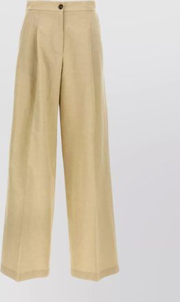 Yves Salomon linen trousers with pleated front and wide leg