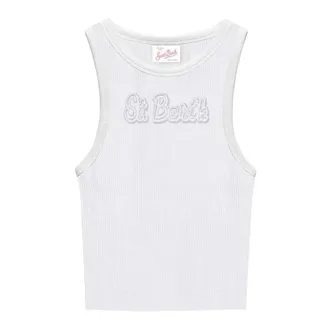 MC2 Saint Barth Sleeveless Tops, female, White, Size: M Ada Tank Top