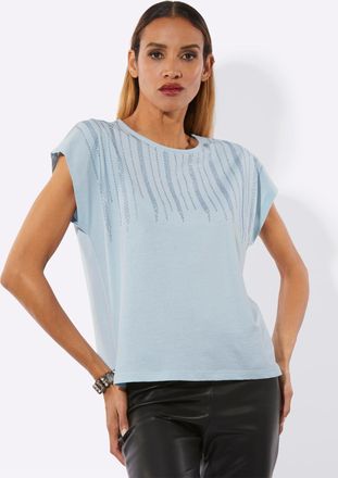 Cr&eacute;ation L Rundhalsshirt CREATION L Rundhals-Shirt, Damen, Gr. 36, hellblau, 95% Viskose, 5% Elasthan, unifarben, Rundhals, Shirts Rundhalsshirt