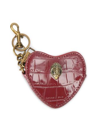 Kurt Geiger Kensington heart-shaped croc-effect keyring - Red