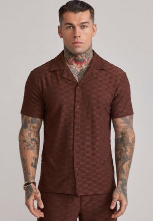 Siksilk Mens Brown Towelling Shirt XXL