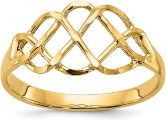 Diamond2Deal 14k Yellow Gold Polished & Diamond-Cut Fancy Ring