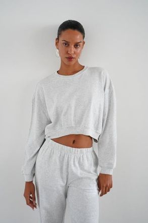 LnA Summer Cropped Sweatshirt in Light Ash Heather Grey at Nordstrom, Size Medium