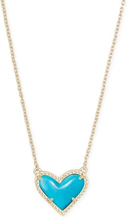 Kendra Scott Ari Heart Short Pendant Necklace Gold Turquoise