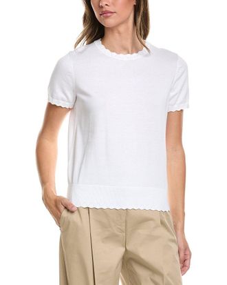 Brooks Brothers Scalloped Pointelle-Trim Sweater