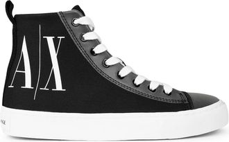 A|X Armani Exchange Womens Ax Hi Top Canvas Sneakers in Black/White - Size UK 2.5