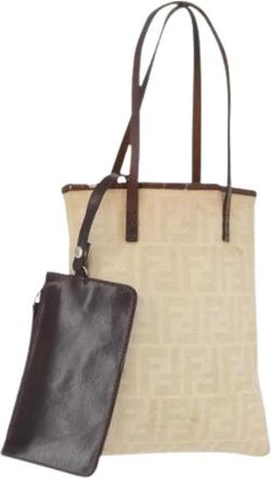 Fendi Pre-owned Tote Bags, female, Beige, Size: ONE SIZE Pre-owned Vintage Zucca Tote Bag