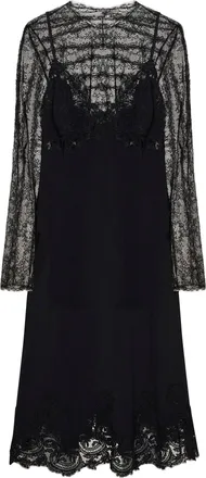 Ermanno Scervino Womens Midi Lingerie Dress Black Lace Viscose