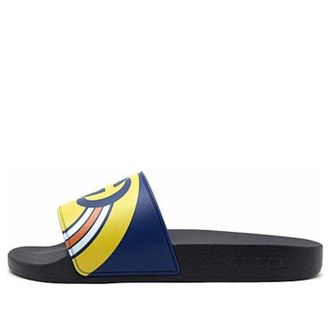 Gucci Pursuit Logo Slides Gold Navy 548703-JDB00-4736