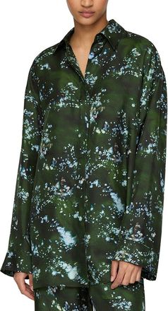 Lafayette 148 New York Boyfriend Oversized Silk Shirt