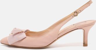 Ferragamo Pink Leather Bow Slingback Sandals