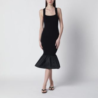 Patou Black dress with faille ruffle hem