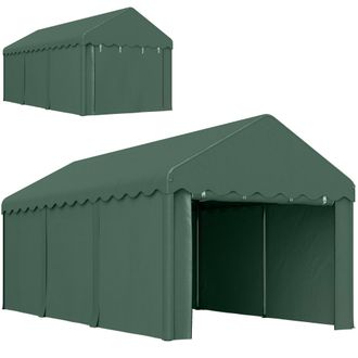 OEM Garaje Exterior Para Coche 6x3 M Impermeable Anti-uv Con Paredes Laterales Desmontables Y 2 Puertas Con Cremallera Verde