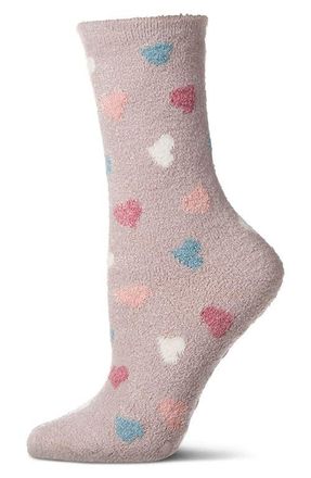 MeMoi All Over Hearts Lavender Infused Crew Socks in Cement at Nordstrom, Size 9
