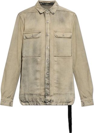 Rick Owens Overshirt - Heren - Spijkeroverhemden - Grijs - S - Katoen - Overhemden