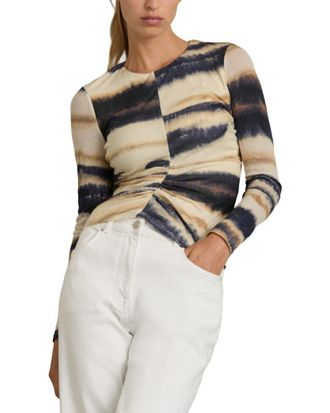 Reiss Gia Printed Jersey Wool-Blend Top