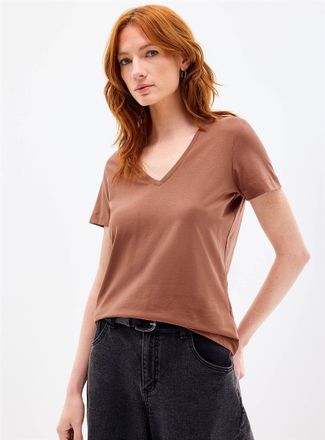 Contemporaine Womens SUPIMA cotton V-neck T-shirt