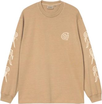 Carhartt Work in Progress Brown Crewneck Printed T-Shirt