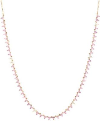 Adina Reyter 14K Gold Pink Sapphire & Diamond Necklace in Yellow Gold at Nordstrom, Size 16