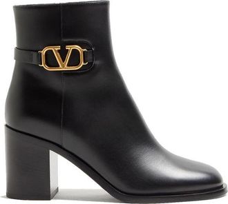 Valentino Garavani Black Calfskin Ankle Womens Boots