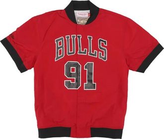 Mitchell & Ness Chicago Bulls Rodman Opwarmingsjas - Heren - Fitness - Rood - S - Polyester - Fitness