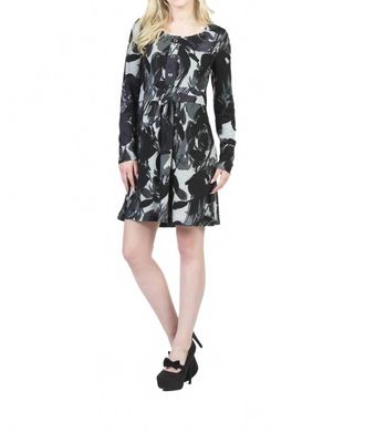 Papillon Floral Sketch Button Detail Sweater Dress In Grey