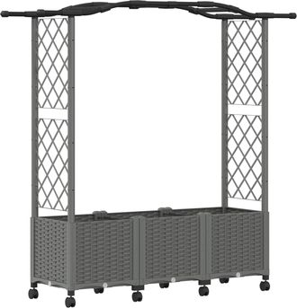 vidaXL Cama Elevada Con Trellis Y Techo Gris Claro 164 X 40 X 144 Cm Vidaxl