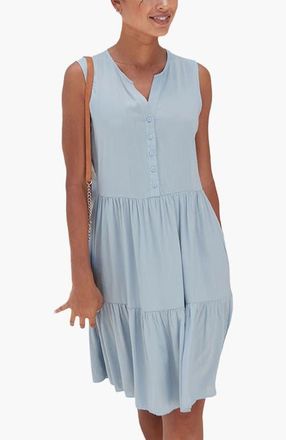 Lascana Button Up Tiered Dress in Light Blue at Nordstrom, Size 10