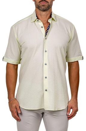Maceoo Galileo Marthy Short Sleeve Button-Up Shirt in Yellow at Nordstrom, Size 7