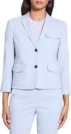 Theory Linen Blend Shrunken Blazer in Pearl Blue at Nordstrom Rack, Size 00