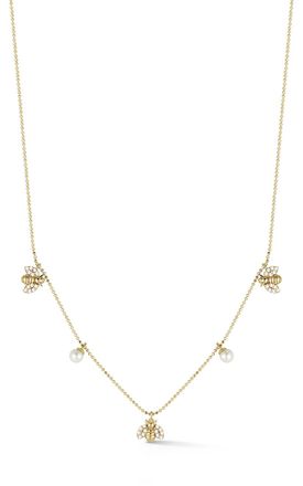 Glaze Jewelry Sterling Silver Pearl and Bee Charm Necklace