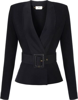 Elisabetta Franchi Classic Solid Black Sweater With Round Neckline
