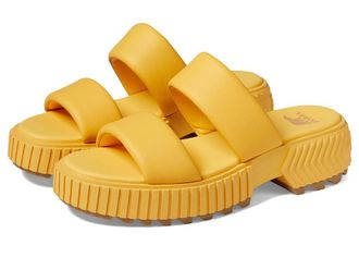 Sorel ONAtm Streetworks Slide Mid Sandal Womens Shoes Yellow Ray/Sea Salt : 10 B - Medium, Leather