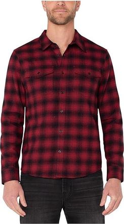 Liverpool L.A. Long Sleeve Button Up Shirt With Flap Pockets Mens Clothing Crimson : 2XL, Cotton