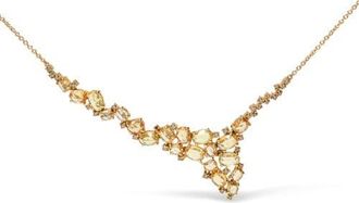 House of Brilliance 18K Gold 1/2 Cttw Diamond and Sapphire Cluster Station Necklace in Yellow at Nordstrom