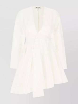 Alaia poplin dress with long sleeves and v-neck