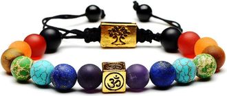 Generic Bracelet Rainbow Colorful Yoga Energy Beads Braided Bracelet for Women Girls Jewelry Gifts, Style 2