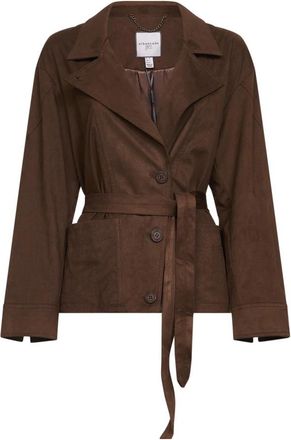 Urban Code Boxy blazer van imitatiesu&egrave;de met ceintuur - Dames - Blazers - Bruin - XL - Su&egrave;de - Jassen