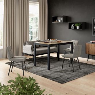 Vicco Mesa De Comedor Granny, Roble R&uacute;stico/antracita, 120 X 70 Cm Extensible
