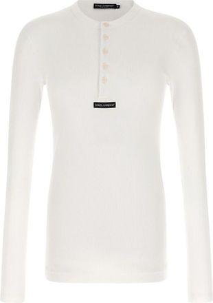 Dolce & Gabbana Lange Mouw T-shirt - Heren - Longsleeves - Wit - XL - Katoen - Tops