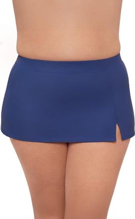 Aqua Green Plus Size Full Coverage Skirted Swimsuit Bottom with Side Slit in Cerulean at Nordstrom, Size 1X