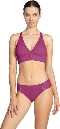 Robin Piccone Amy Halter Top Women Lotus Ribbed Crossback Swimwear DDR2636
