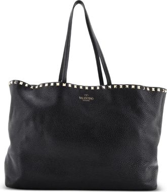 Valentino Garavani Rockstud Shopper Leather Large tote bag - Zwart