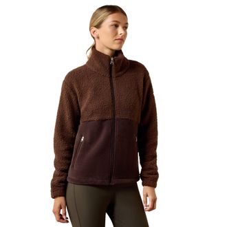 Ariat Womens Laviolette Full Zip Sweatshirt Long Sleeve in Chocolate Plum, Size X-Small, by Ariat