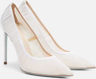 Aquazzura Voile 105 satin-trimmed tulle pumps