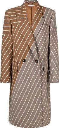 Stella McCartney two-tone double-breasted coat - women - Cotton/Cotton/Polyamide/Viscose/Wool - 38 - Brown
