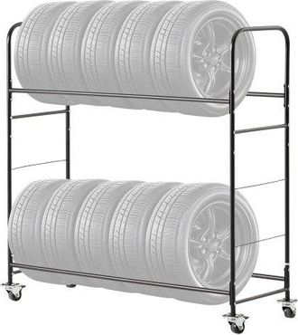 OEM Estante De Almacenamiento De Neum&aacute;ticos Con Ruedas, Remolque De Transporte Para Garaje, Acero Resistente, Altura Ajustable, Capacidad Para Hasta 12 Ne