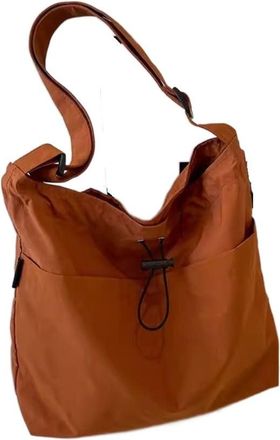 Generic Large Capacity Drawstring Bucket Bag, Travel Casual Women Light Soft Nylon Crossbody Commuting Bag(orange)