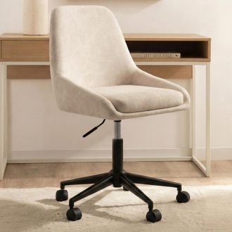 IDMarket Silla De Oficina Martin De Tela De Chenilla Beige, Giratoria Y Regulable En Altura Con Ruedas