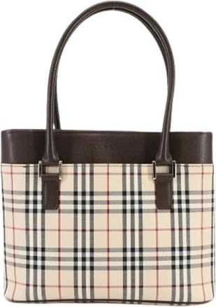 Burberry Pre-owned Handbags, female, Beige, Size: ONE SIZE Pre-owned Canvas Handbag